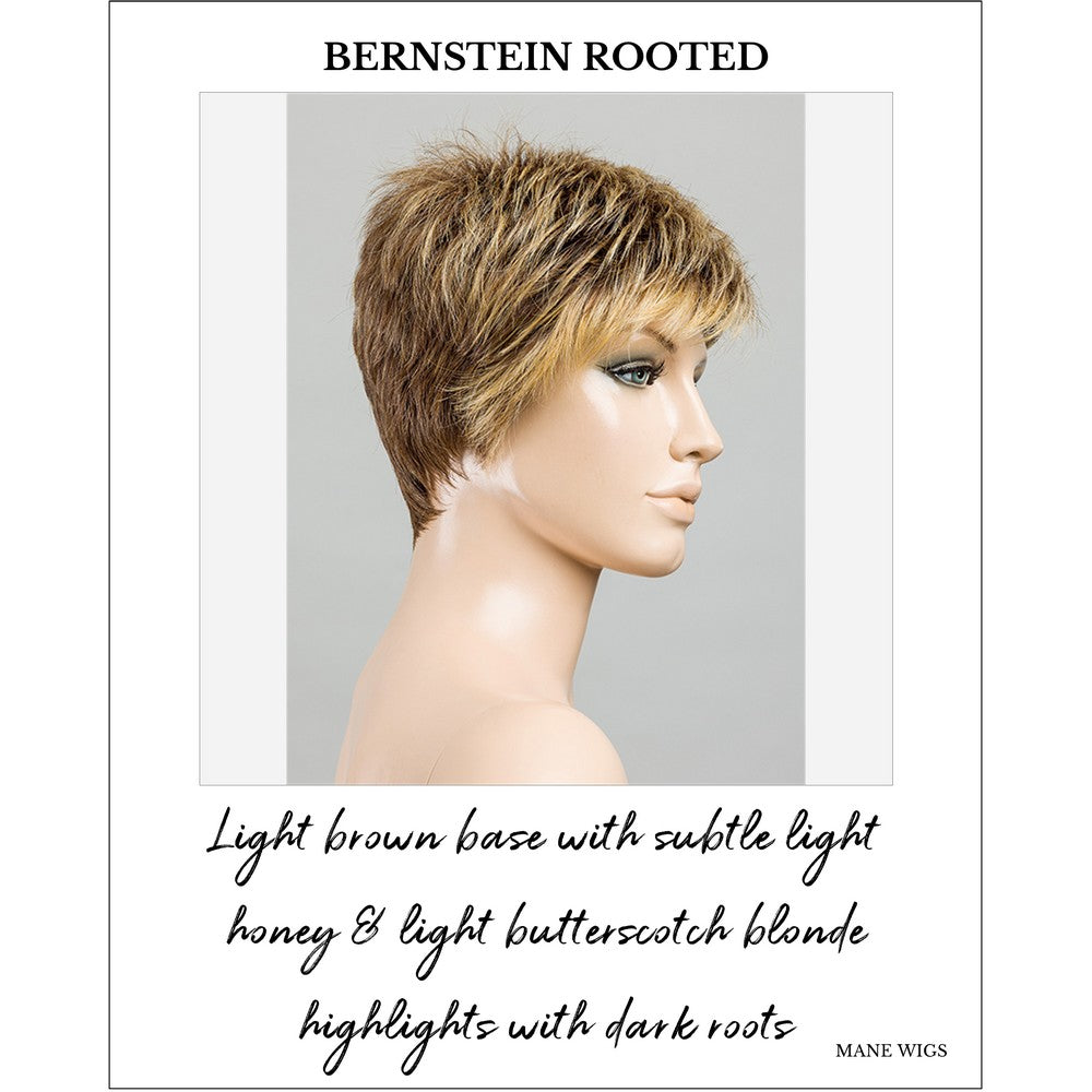 Chat by Ellen Wille in Bernstein Rooted-Light brown base with subtle light honey & light butterscotch blonde highlights with dark roots