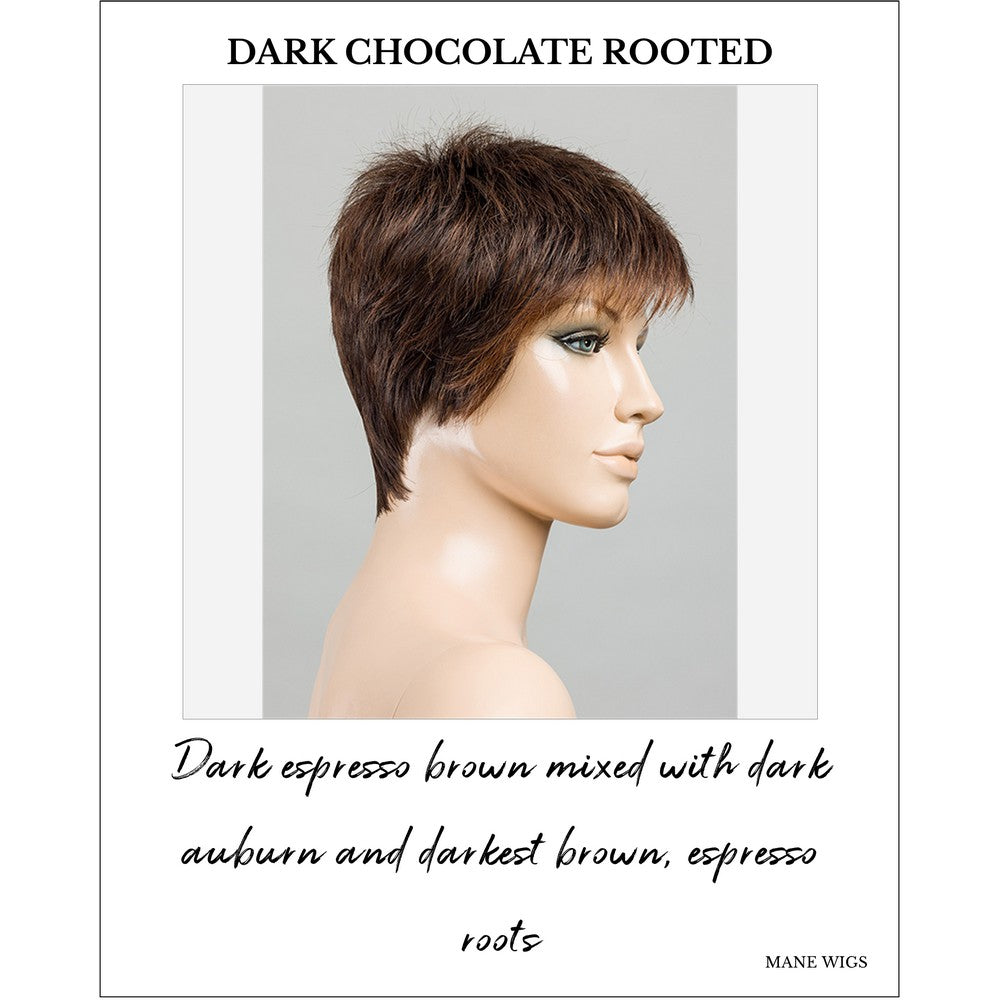 Chat by Ellen Wille in Dark Chocolate Rooted-Dark espresso brown mixed with dark auburn and darkest brown, espresso roots