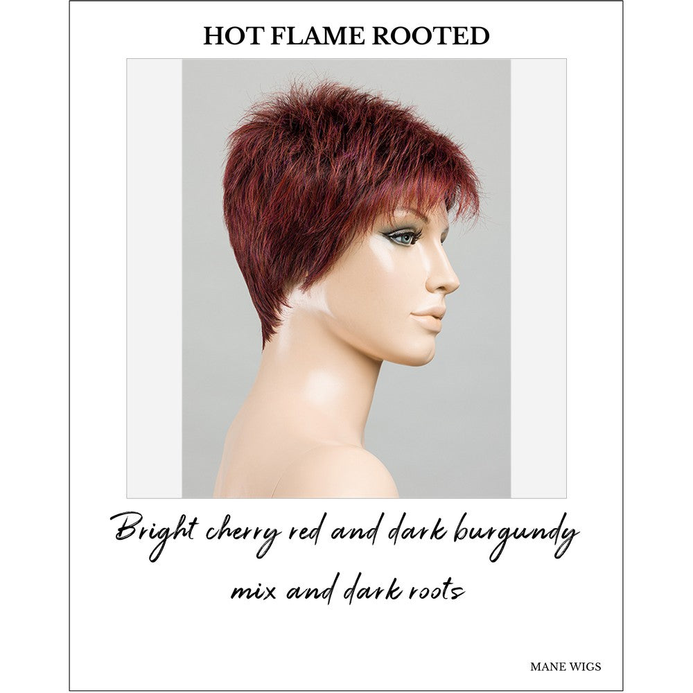 Chat by Ellen Wille in Hot Flame Rooted-Bright cherry red and dark burgundy mix and dark roots