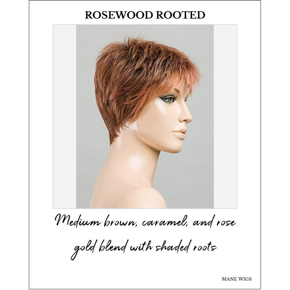 Chat by Ellen Wille in Rosewood Rooted-Medium brown, caramel, and rose gold blend with shaded roots