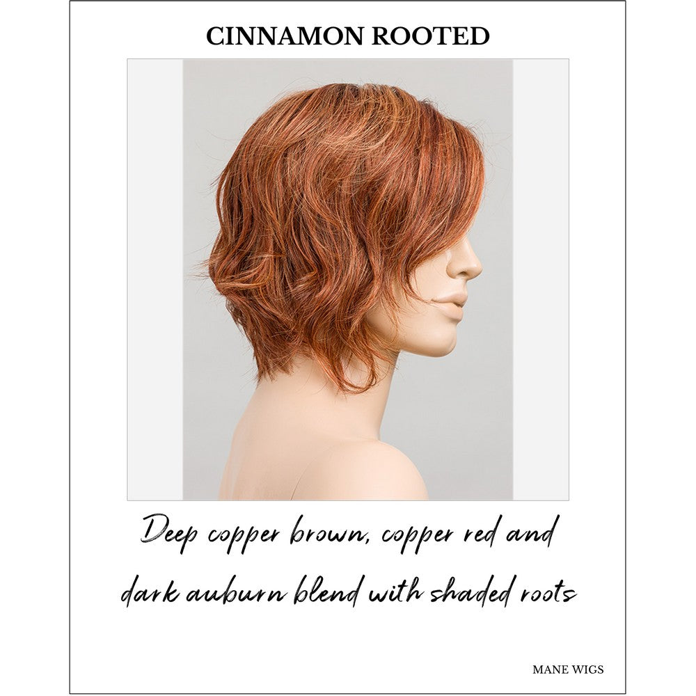 Cookie by Ellen Wille wig in Cinnamon Rooted-Deep copper brown, copper red and dark auburn blend with shaded roots