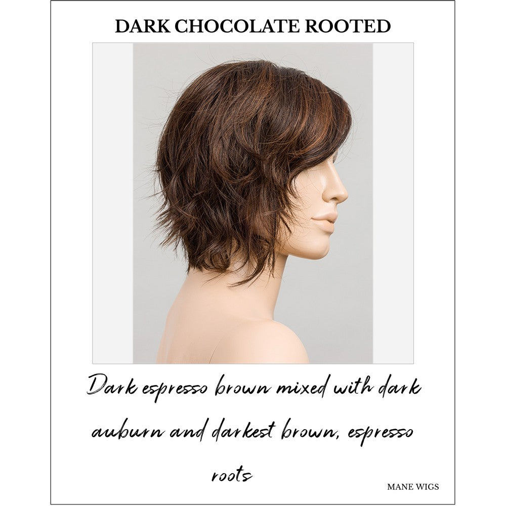 Cookie by Ellen Wille wig in Dark Chocolate Rooted-Dark espresso brown mixed with dark auburn and darkest brown, espresso roots