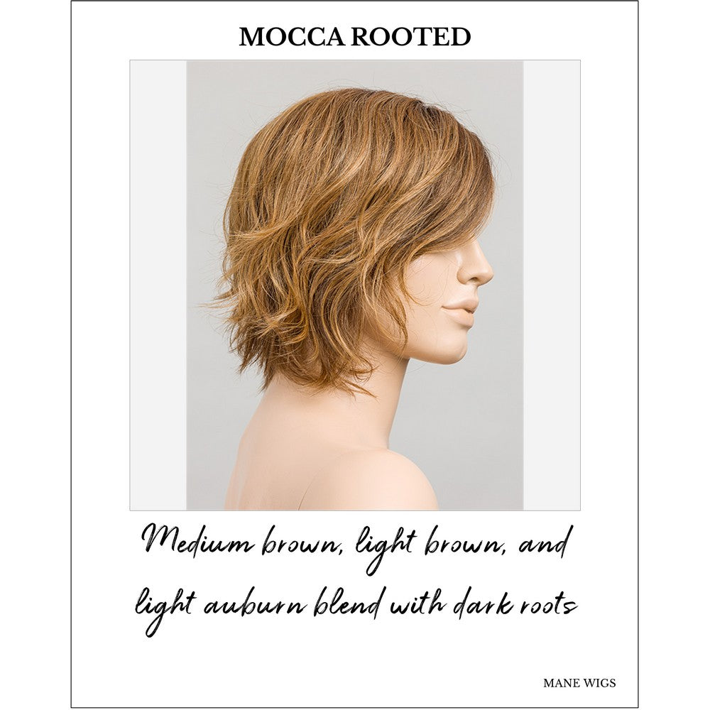 Cookie by Ellen Wille wig in Mocca Rooted-Medium brown, light brown, and light auburn blend with dark roots