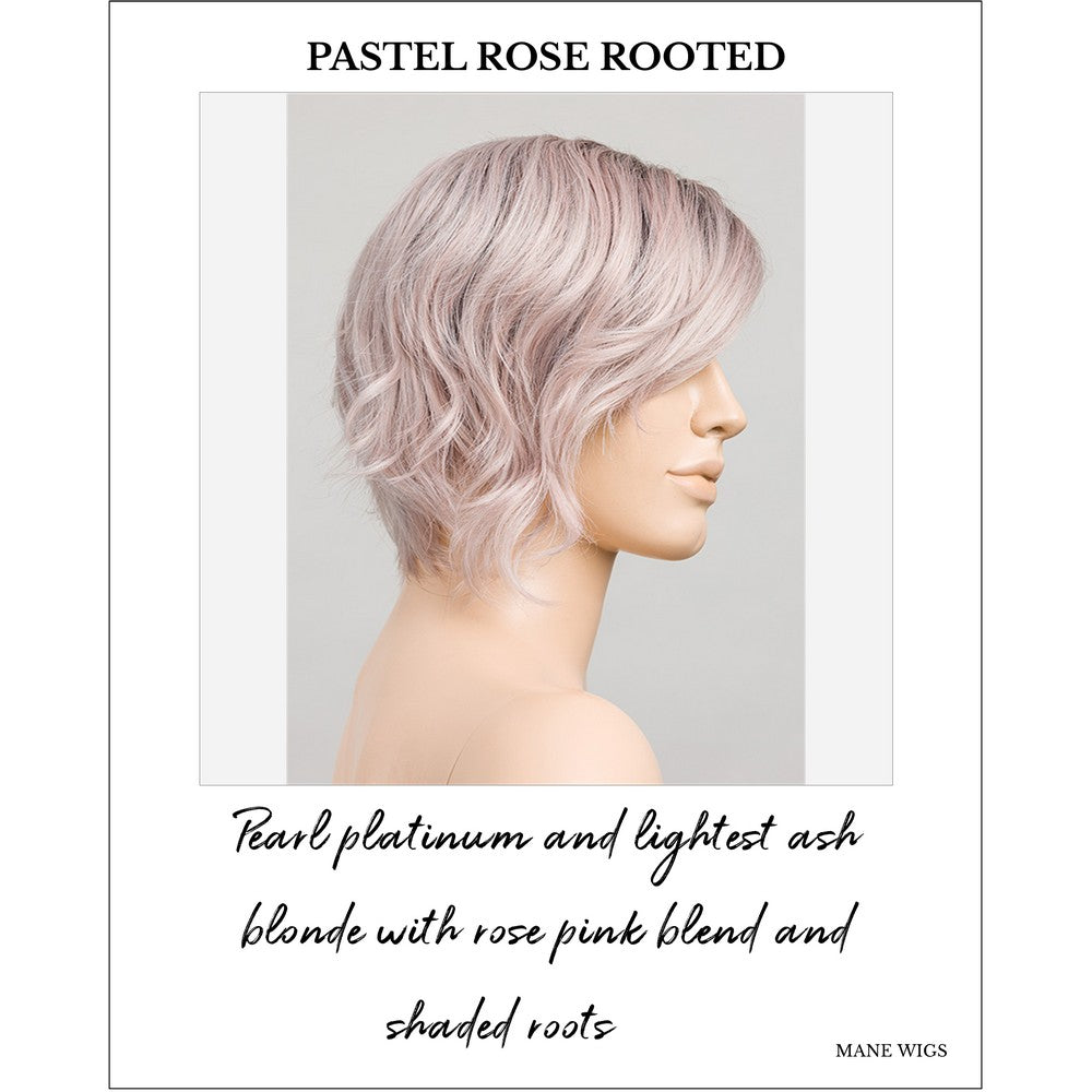 Cookie by Ellen Wille wig in Pastel Rose Rooted-Pearl platinum and lightest ash blonde with rose pink blend and shaded roots