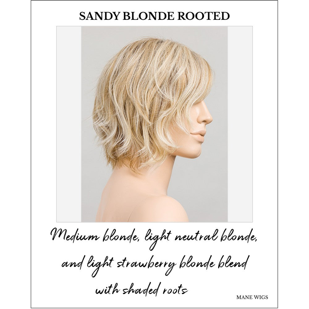 Cookie by Ellen Wille wig in Sandy Blonde Rooted-Medium blonde, light neutral blonde, and light strawberry blonde blend with shaded roots