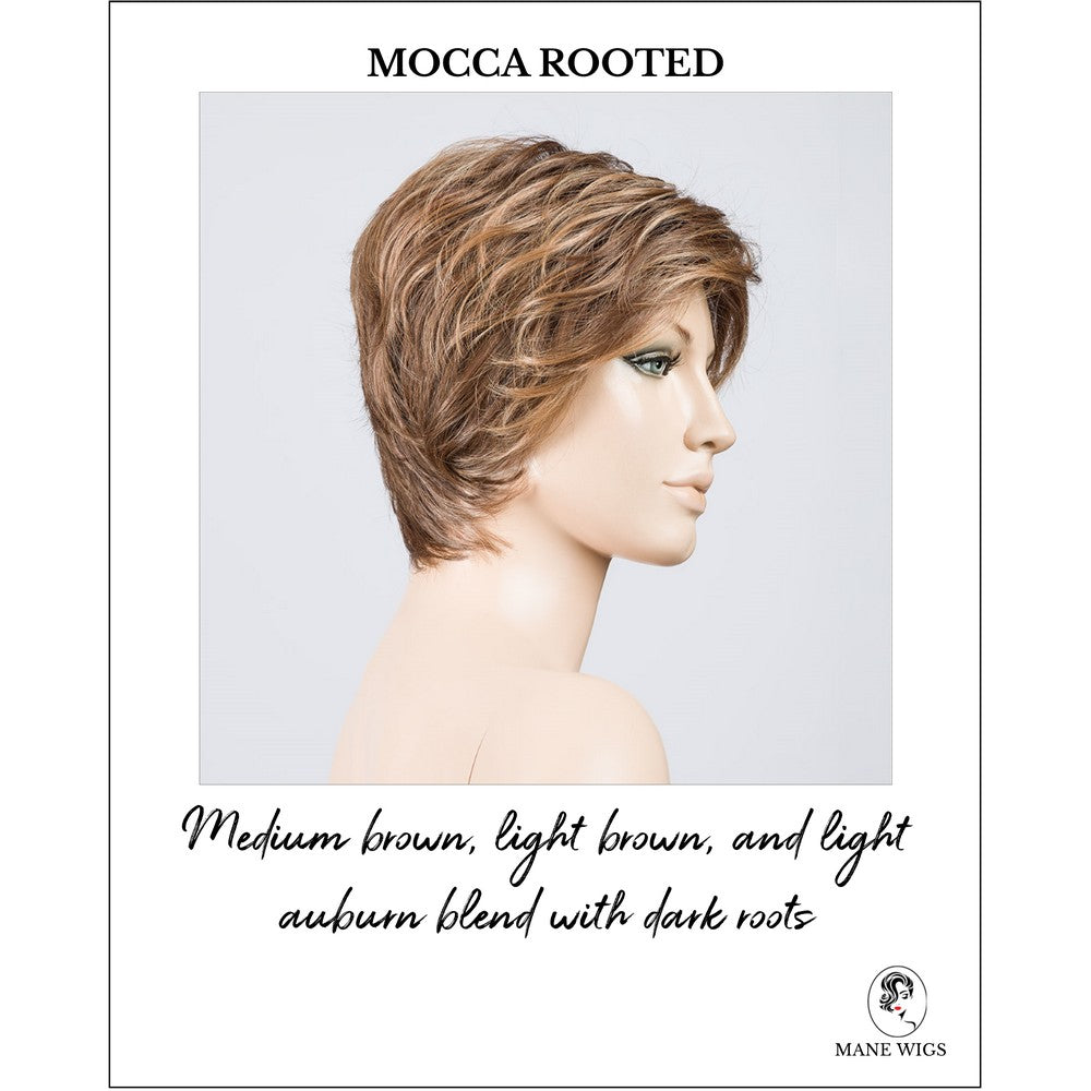 Cover wig by Ellen Wille in Mocca Rooted-Medium brown, light brown, and light auburn blend with dark roots