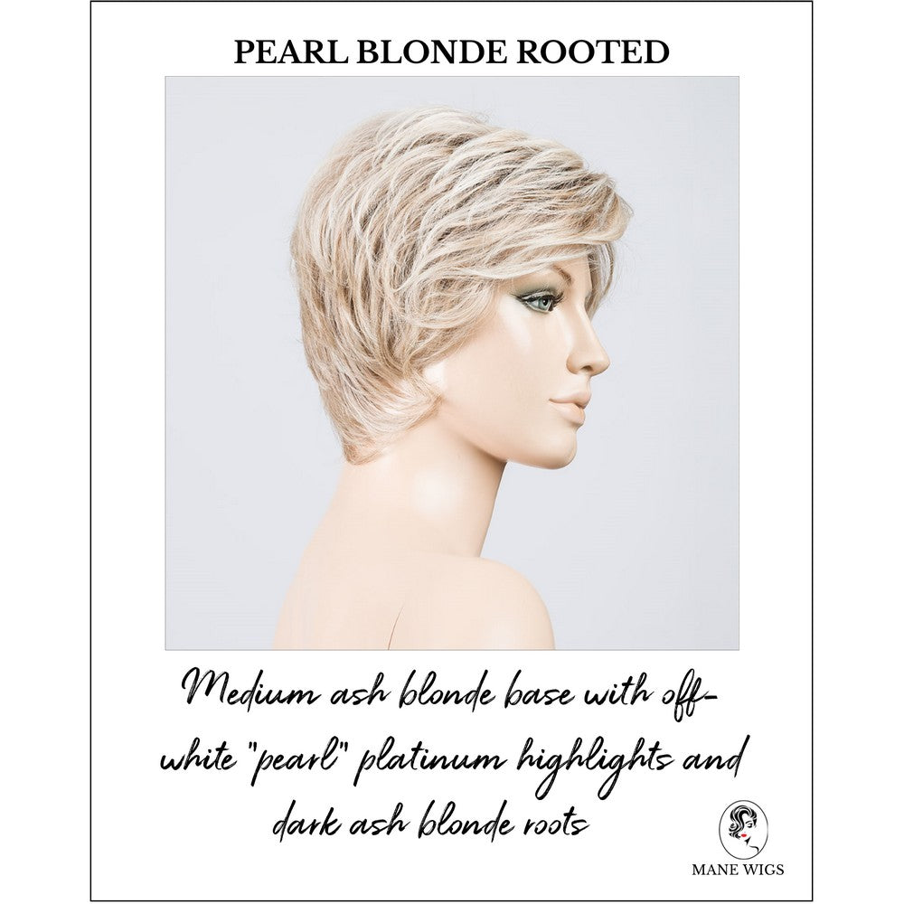 Cover wig by Ellen Wille in Pearl Blonde Rooted-Medium ash blonde base with off-white "pearl" platinum highlights and dark ash blonde roots