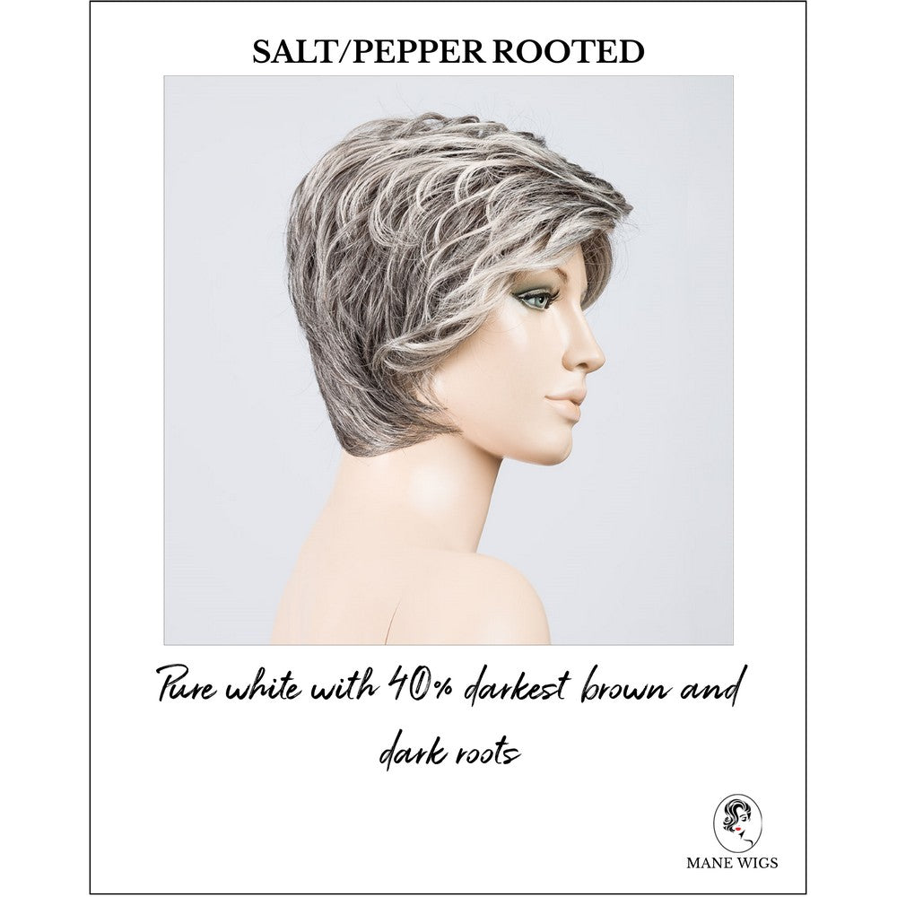 Cover wig by Ellen Wille in Salt Pepper Rooted-Pure white with 40% darkest brown and dark roots