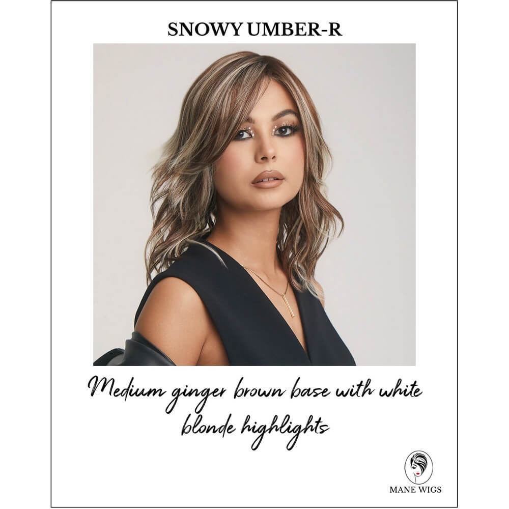 Snowy Umber-R-Medium ginger brown base with white blonde highlights