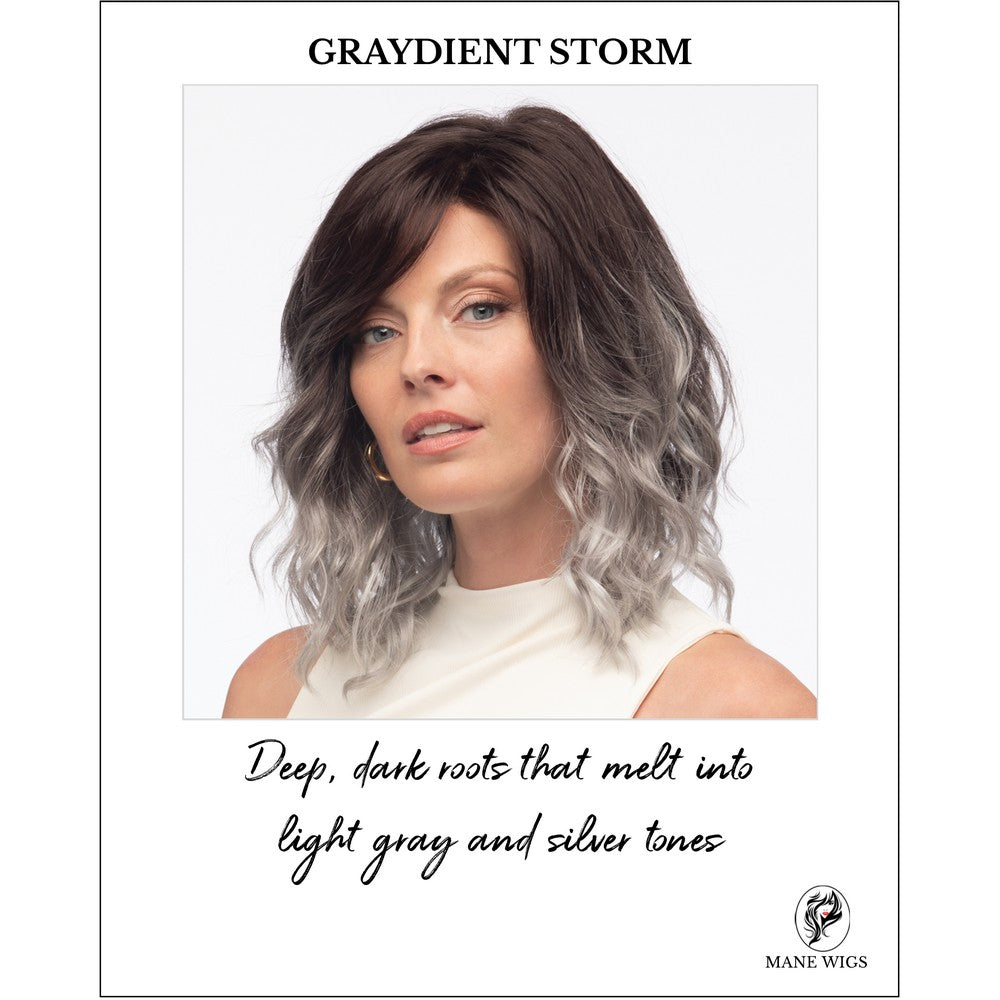 Avalon by Estetica wig in GRAYDIENT STORM-Deep, dark roots that melt into light gray and silver tones