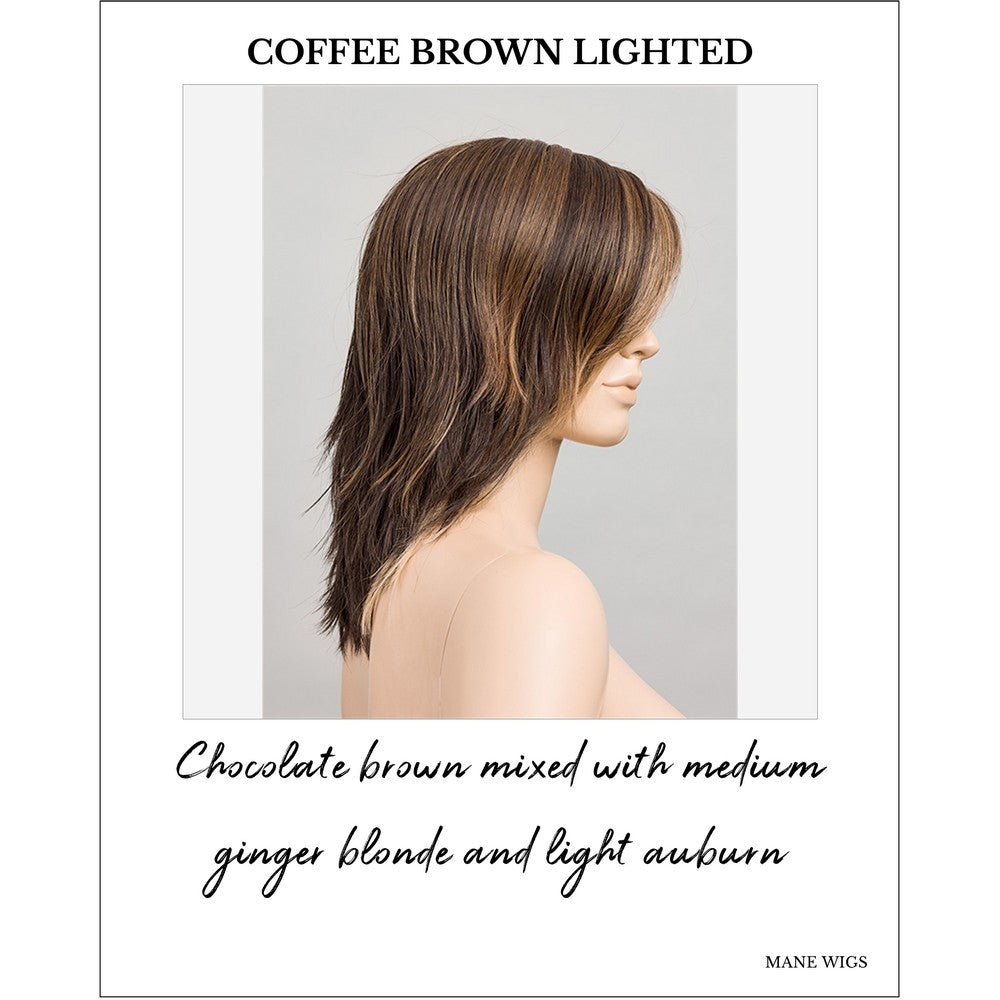 Flow by Ellen Wille wig in Coffee Brown Lighted-Chocolate brown mixed with medium ginger blonde and light auburn
