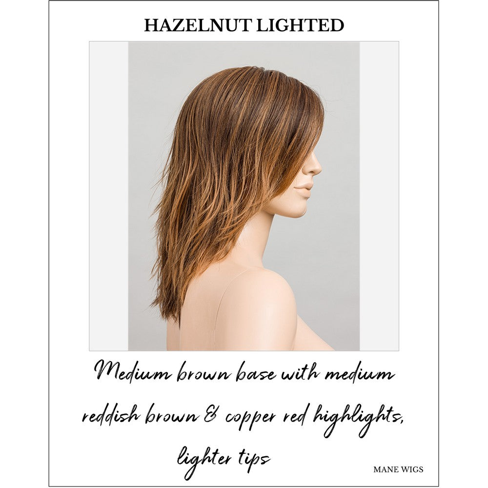 Flow by Ellen Wille wig in Hazelnut Lighted-Medium brown base with medium reddish brown & copper red highlights, lighter tips