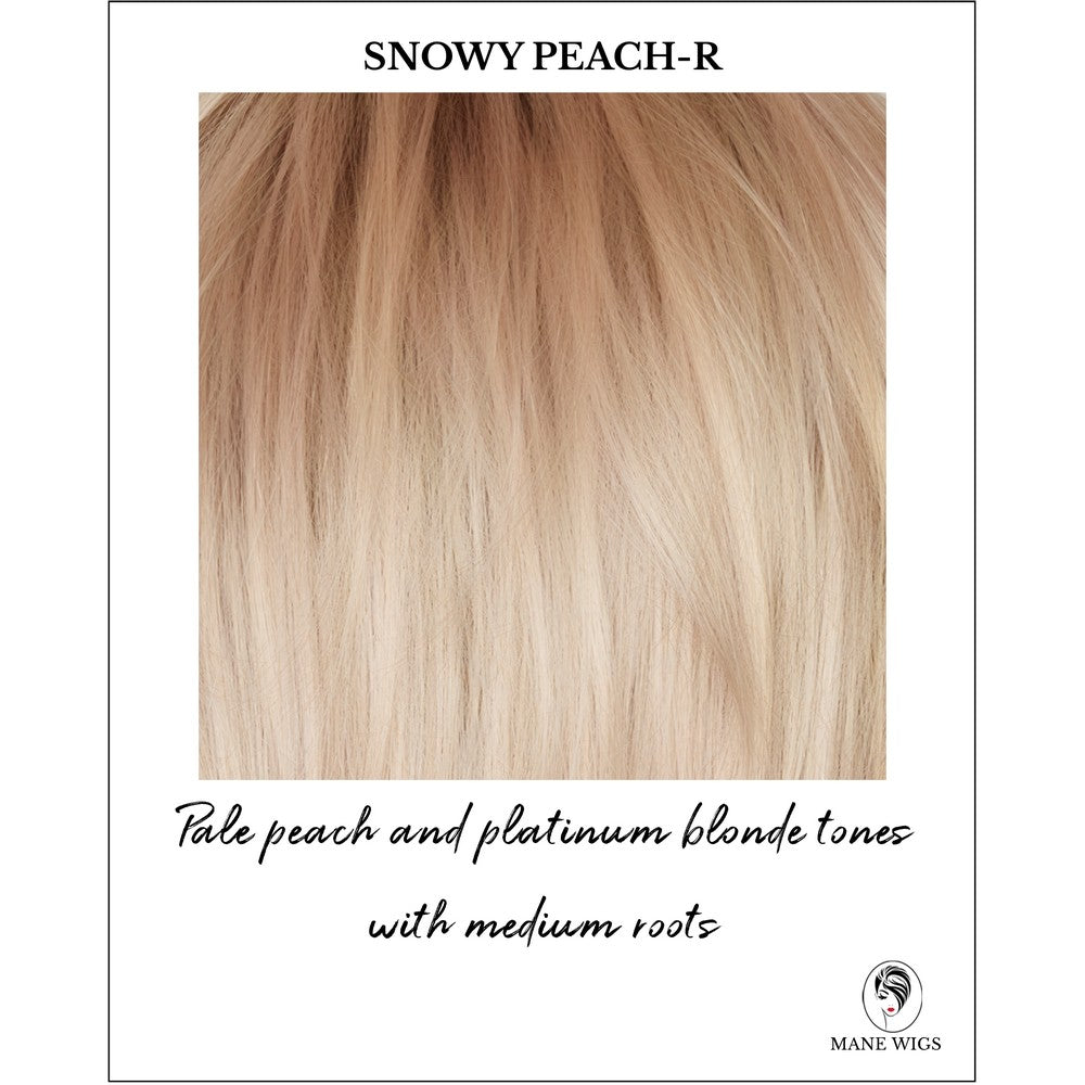 Snowy Peach-R-Pale peach and platinum blonde tones with medium roots