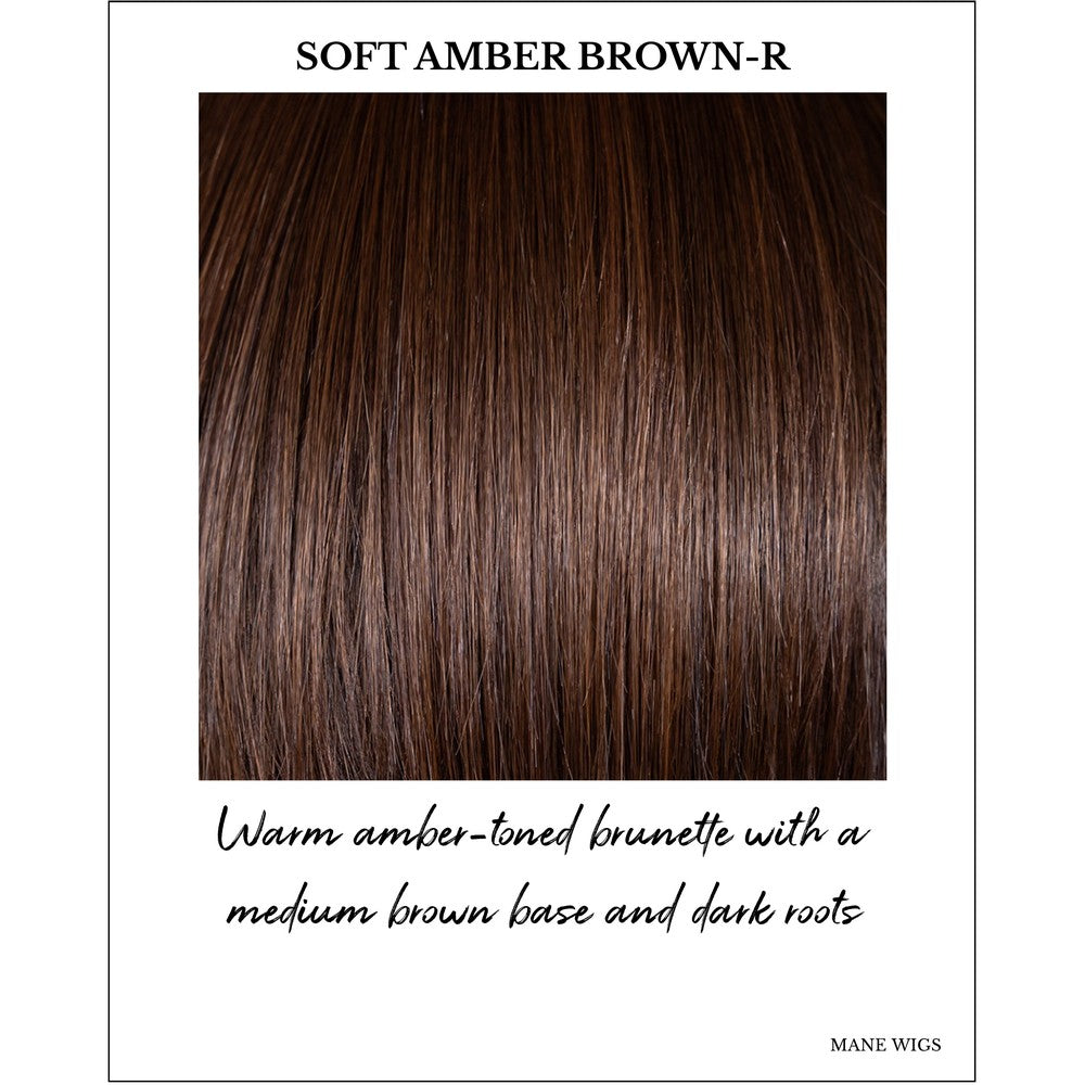 Soft Amber Brown-R-Warm amber-toned brunette with a medium brown base and dark roots