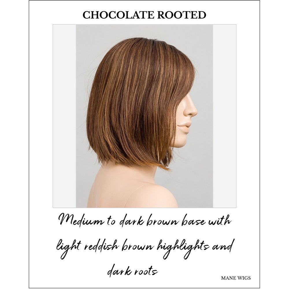 Vivi by Ellen Wille wig in Chocolate Rooted-Medium to dark brown base with light reddish brown highlights and dark roots