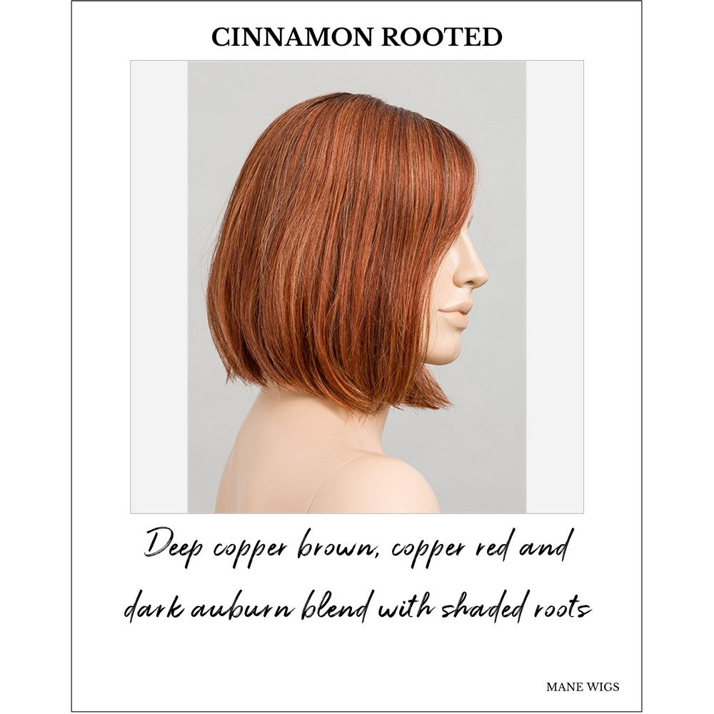 Vivi by Ellen Wille wig in Cinnamon Rooted-Deep copper brown, copper red and dark auburn blend with shaded roots