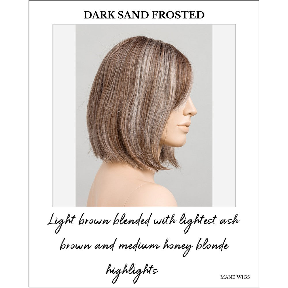 Vivi by Ellen Wille wig in Dark Sand Frosted-Light brown blended with lightest ash brown and medium honey blonde highlights