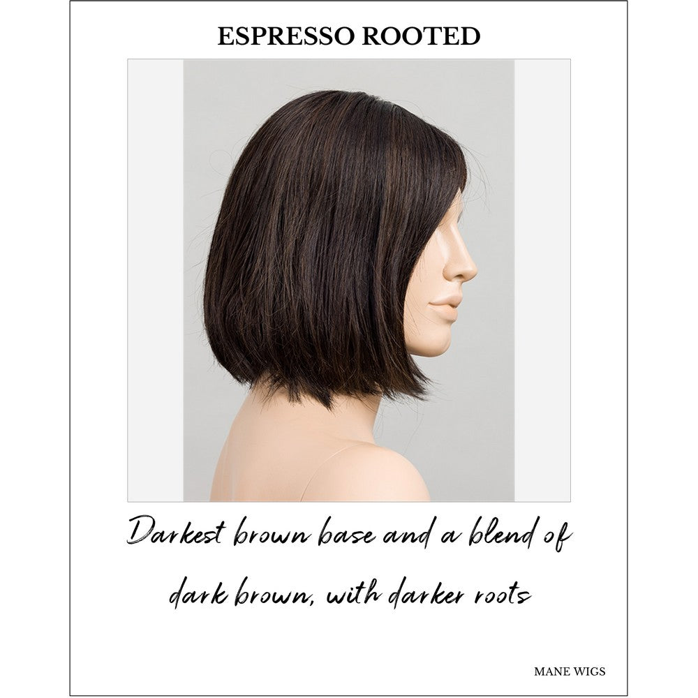Vivi by Ellen Wille wig in Espresso Rooted-Darkest brown base and a blend of dark brown, with darker roots