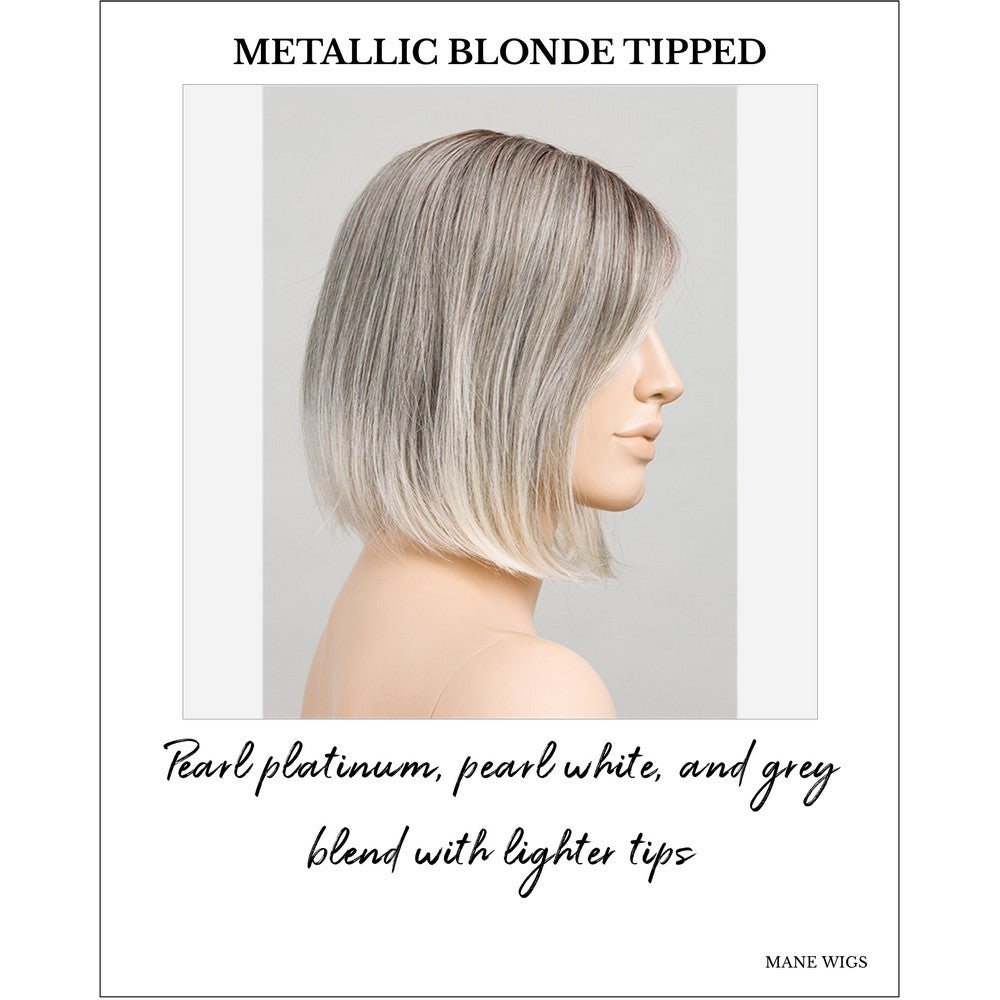 Vivi by Ellen Wille wig in Metallic Blonde Tipped-Pearl platinum, pearl white, and grey blend with lighter tips
