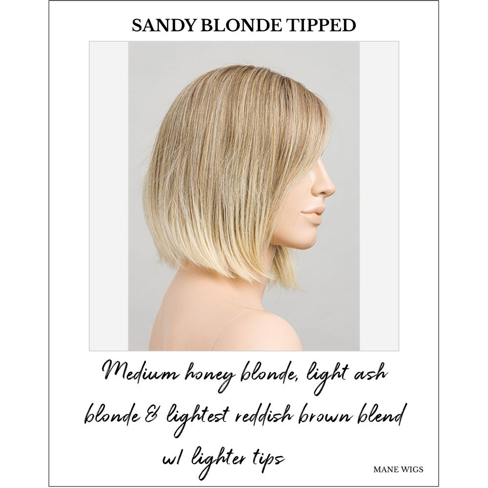 Vivi by Ellen Wille wig in Sandy Blonde Tipped-Medium honey blonde, light ash blonde & lightest reddish brown blend w/ lighter tips