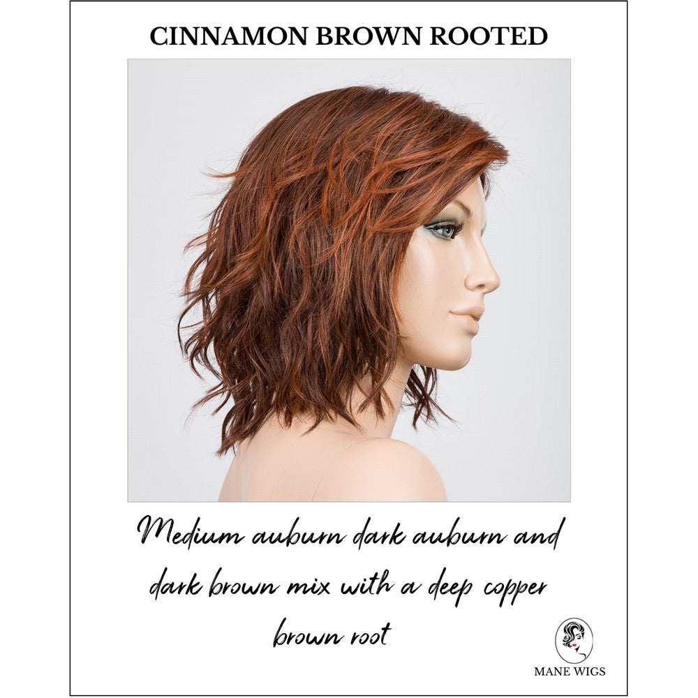 Anima in Cinnamon Brown Rooted-Medium auburn dark auburn and dark brown mix with a deep copper brown root