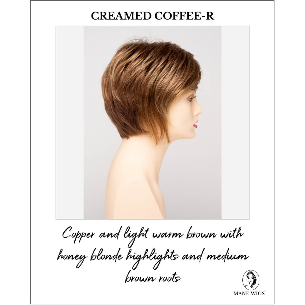 Creamed Coffee-R-Copper and light warm brown with honey blonde highlights and medium brown roots