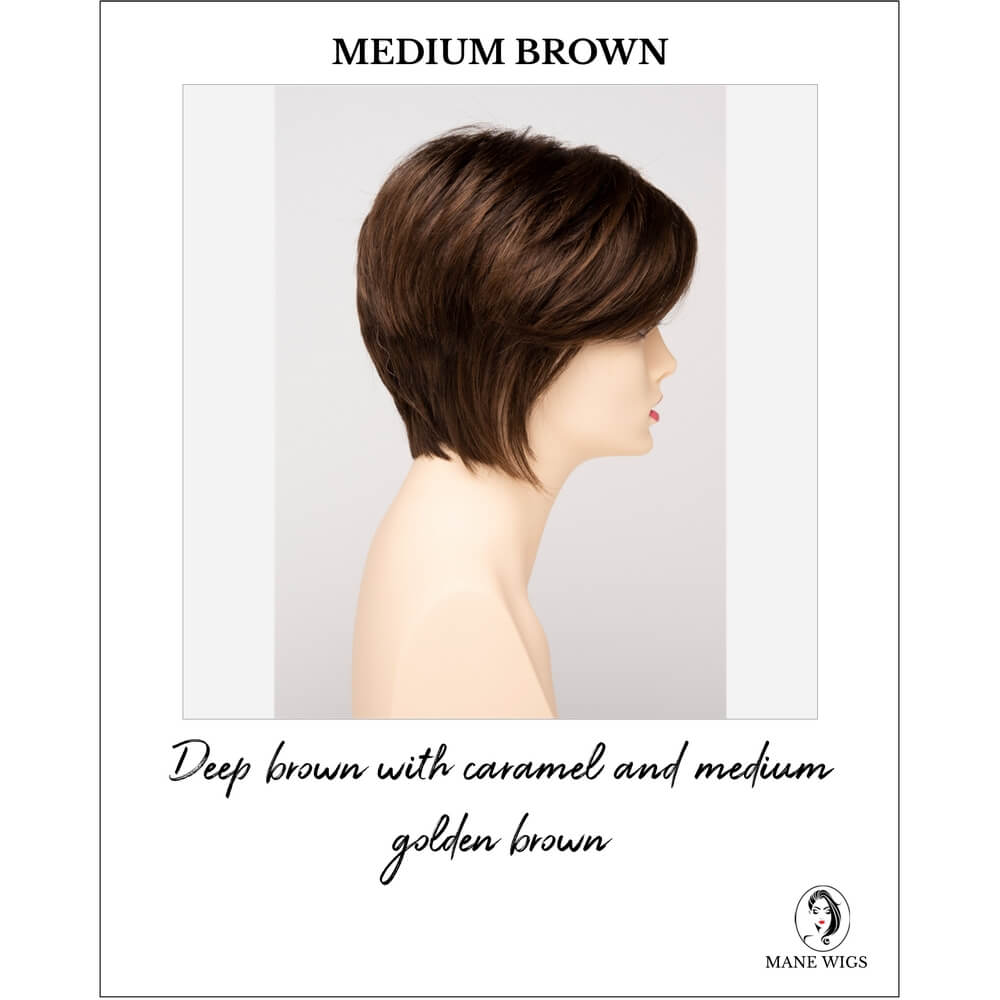Medium Brown-Deep brown with caramel and medium golden brown