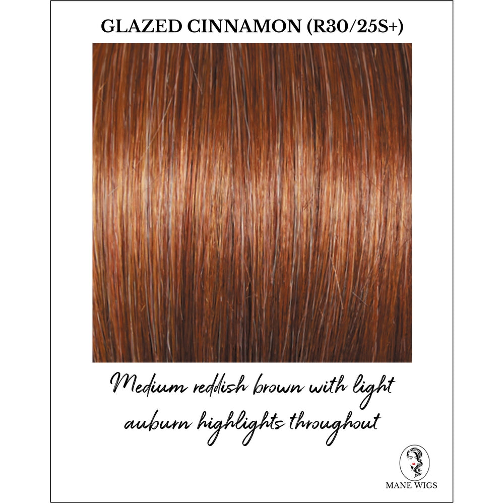 Glazed Cinnamon (R30/25S+)-Medium reddish brown with light auburn highlights throughout