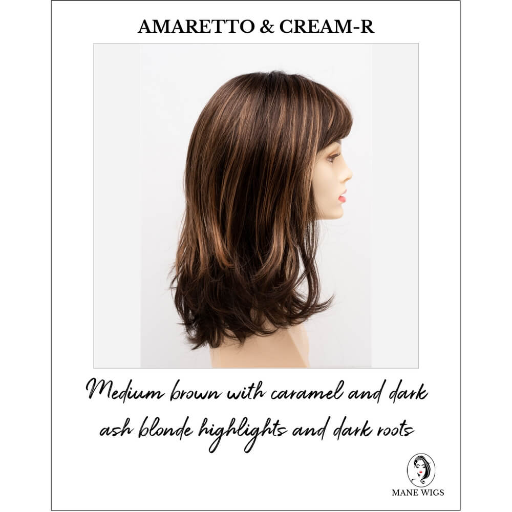 Jolie by Envy in Amaretto & Cream-R-Medium brown with caramel and dark ash blonde highlights and dark roots