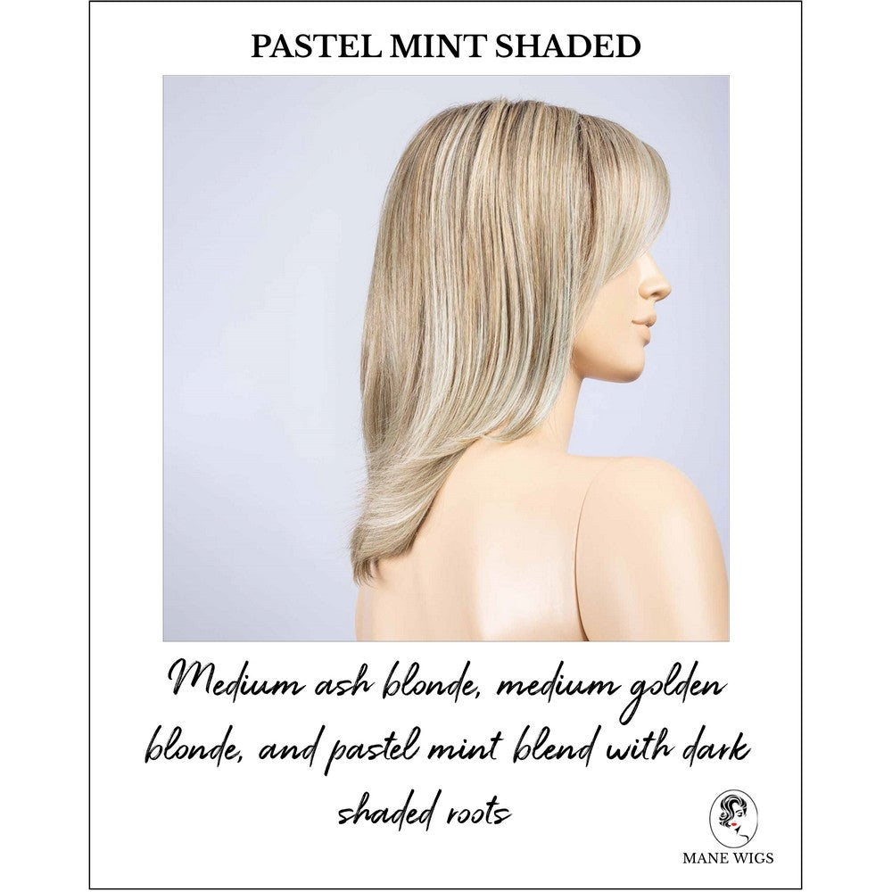 Luna by Ellen Wille in Pastel Mint Shaded-Medium ash blonde, medium golden blonde, and pastel mint blend with dark shaded roots