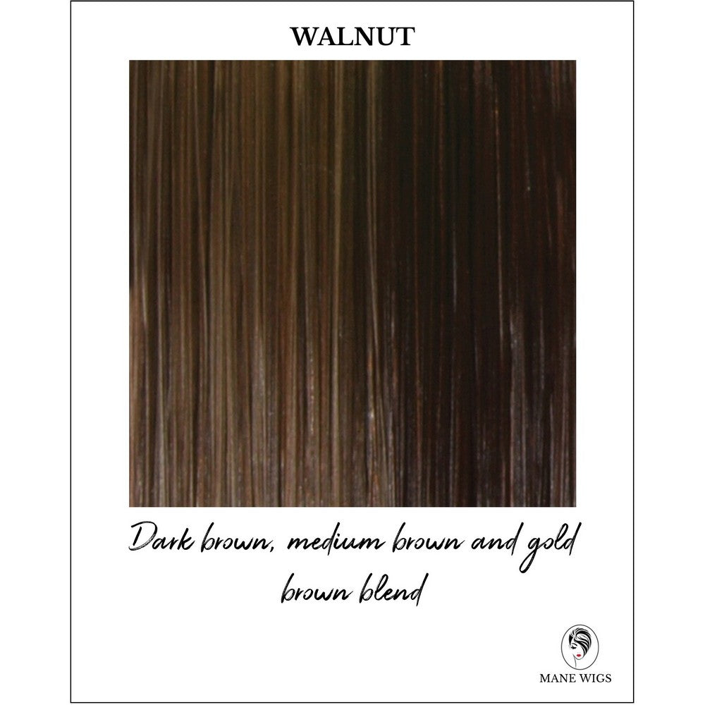 Walnut-Dark brown, medium brown and gold brown blend