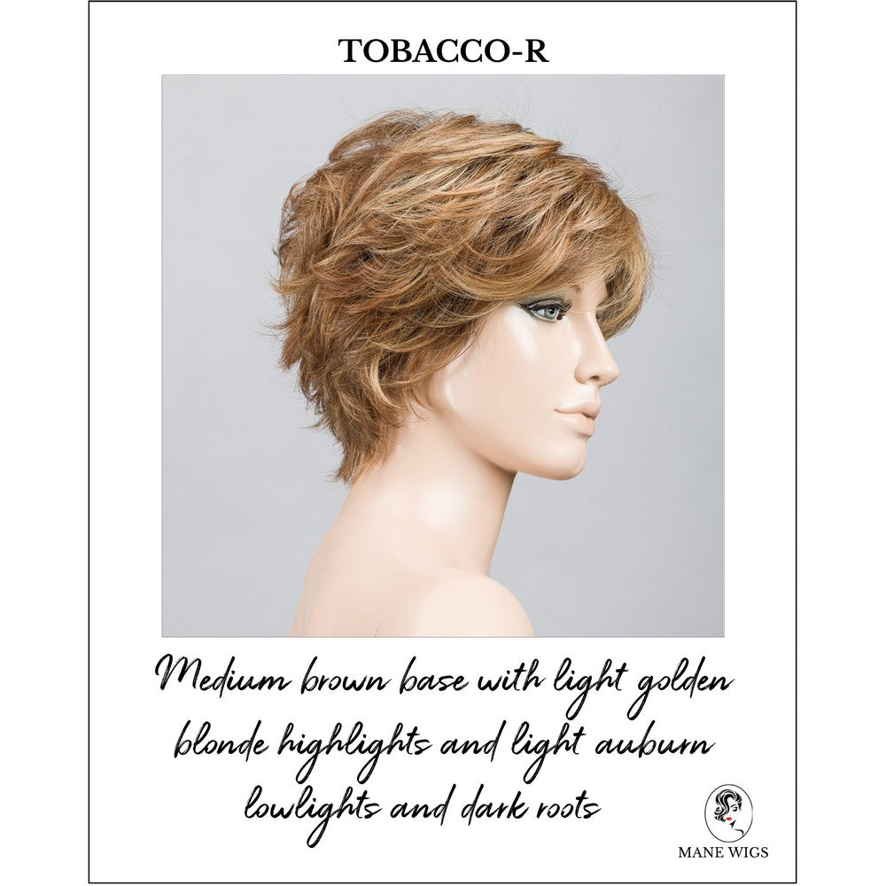 Relax Large by Ellen Wille in Tobacco-R-Medium brown base with light golden blonde highlights and light auburn lowlights and dark roots