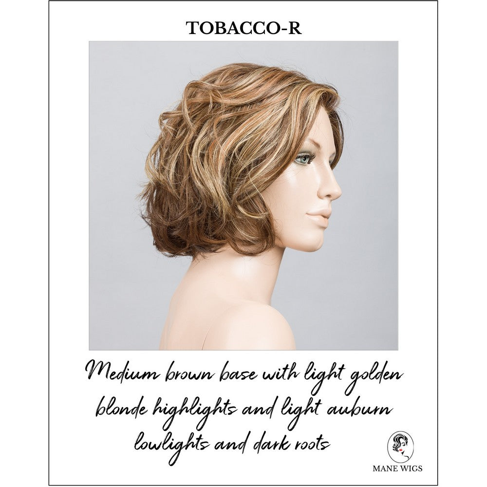 Sound by Ellen Wille in Tobacco-R-Medium brown base with light golden blonde highlights and light auburn lowlights and dark roots