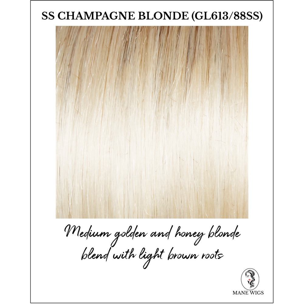 SS Champagne Blonde (GL613/88SS)-Medium golden and honey blonde blend with light brown roots