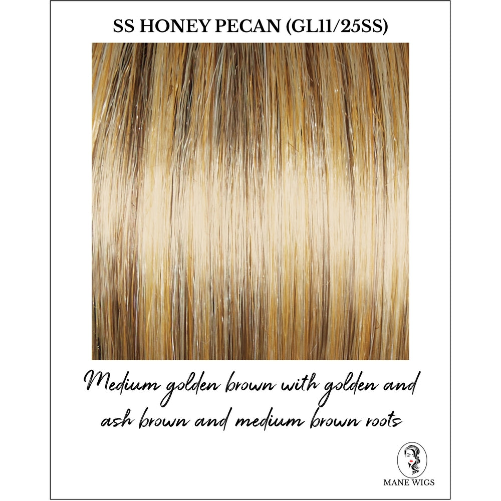 SS Honey Pecan (GL11/25SS)-Medium golden brown with golden and ash brown and medium brown roots