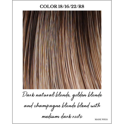 Cashmere Cream (18/16/22/R8)-Dark natural blonde, golden blonde and champagne blonde blend with medium dark roots