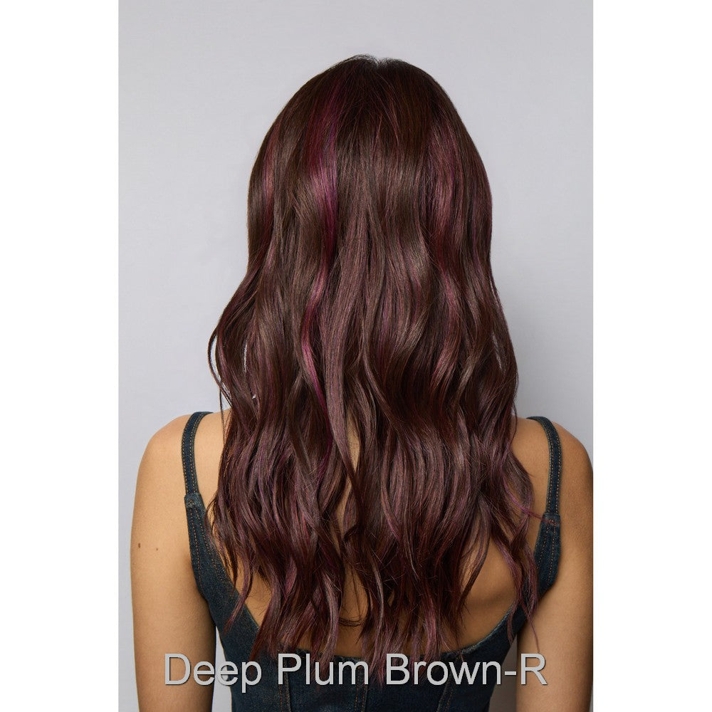 Posh Waves by Rene of Paris wig in Deep Plum Brown-R-Dramatic blend of deep plum and dark brown, with dark roots