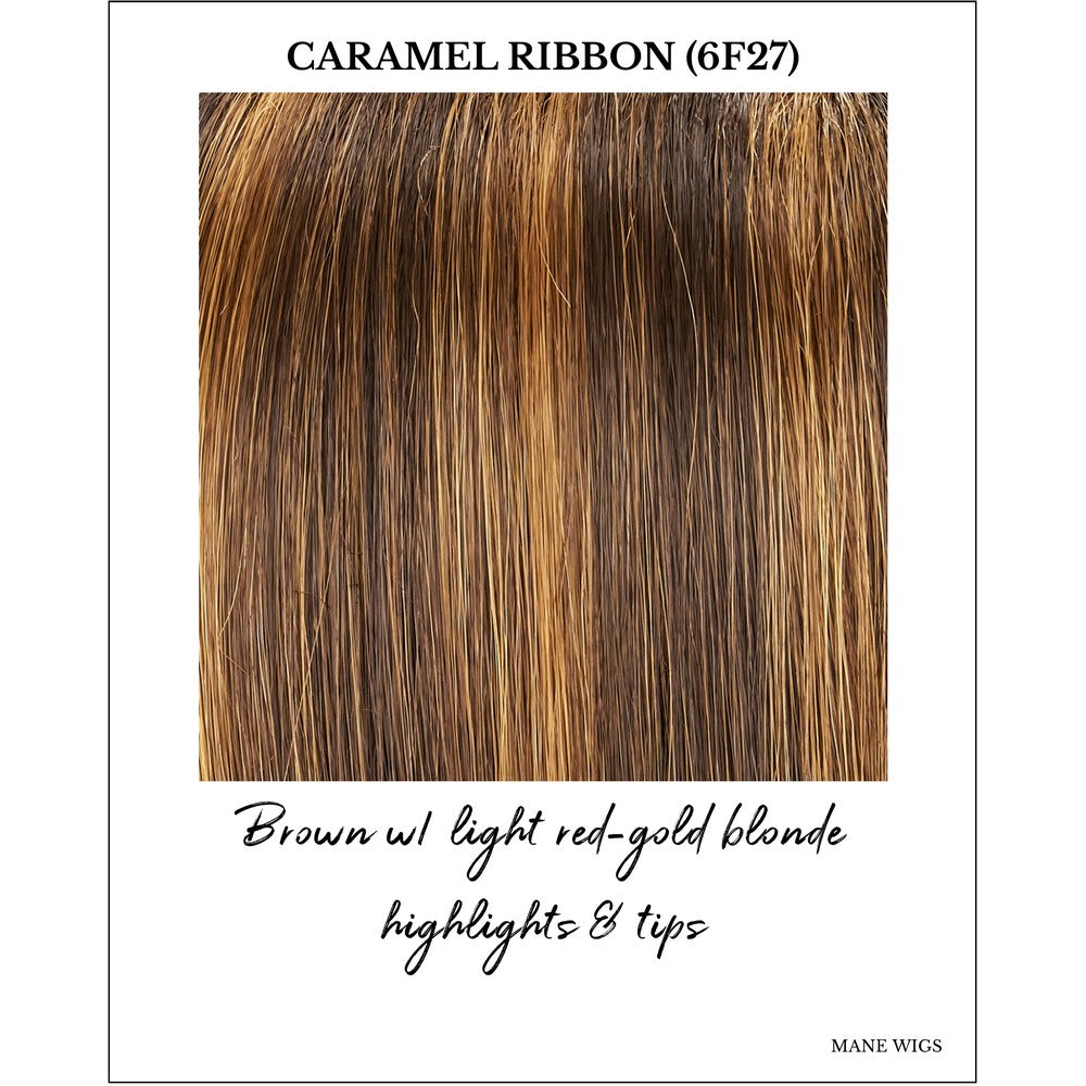 Caramel Ribbon (6F27)-Brown w/ light red-gold blonde highlights & tips