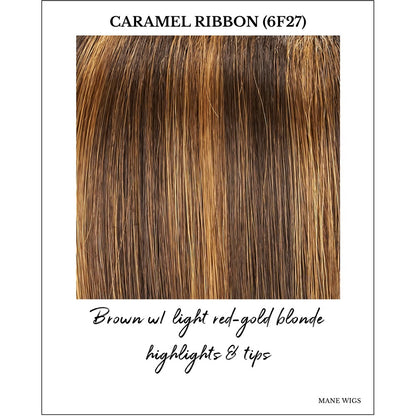 Caramel Ribbon (6F27)-Brown w/ light red-gold blonde highlights & tips