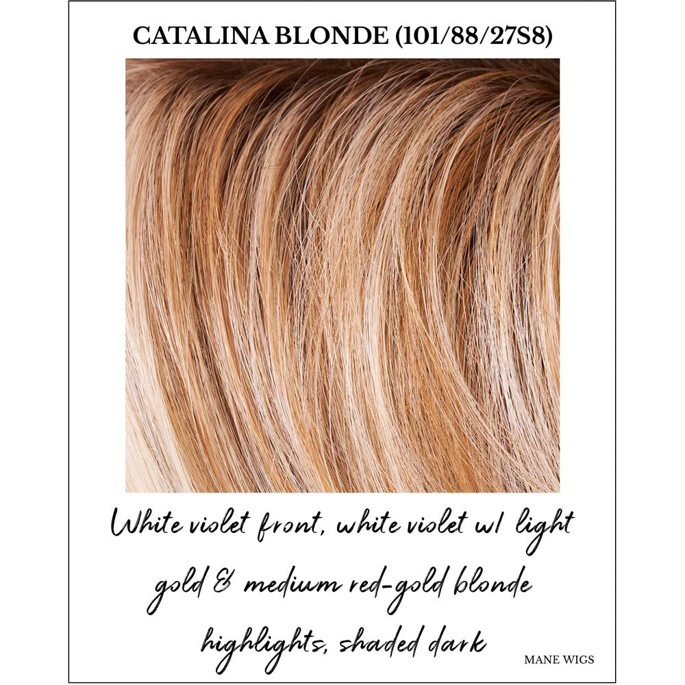 Catalina Blonde (101/88/27S8)-White violet front, white violet w/ light gold & medium red-gold blonde highlights, shaded dark
