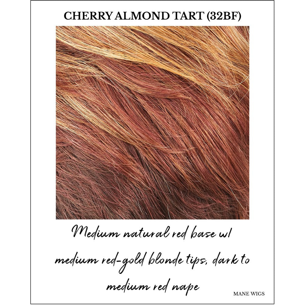 Cherry Almond Tart (32BF)-Medium natural red base w/ medium red-gold blonde tips, dark to medium red nape