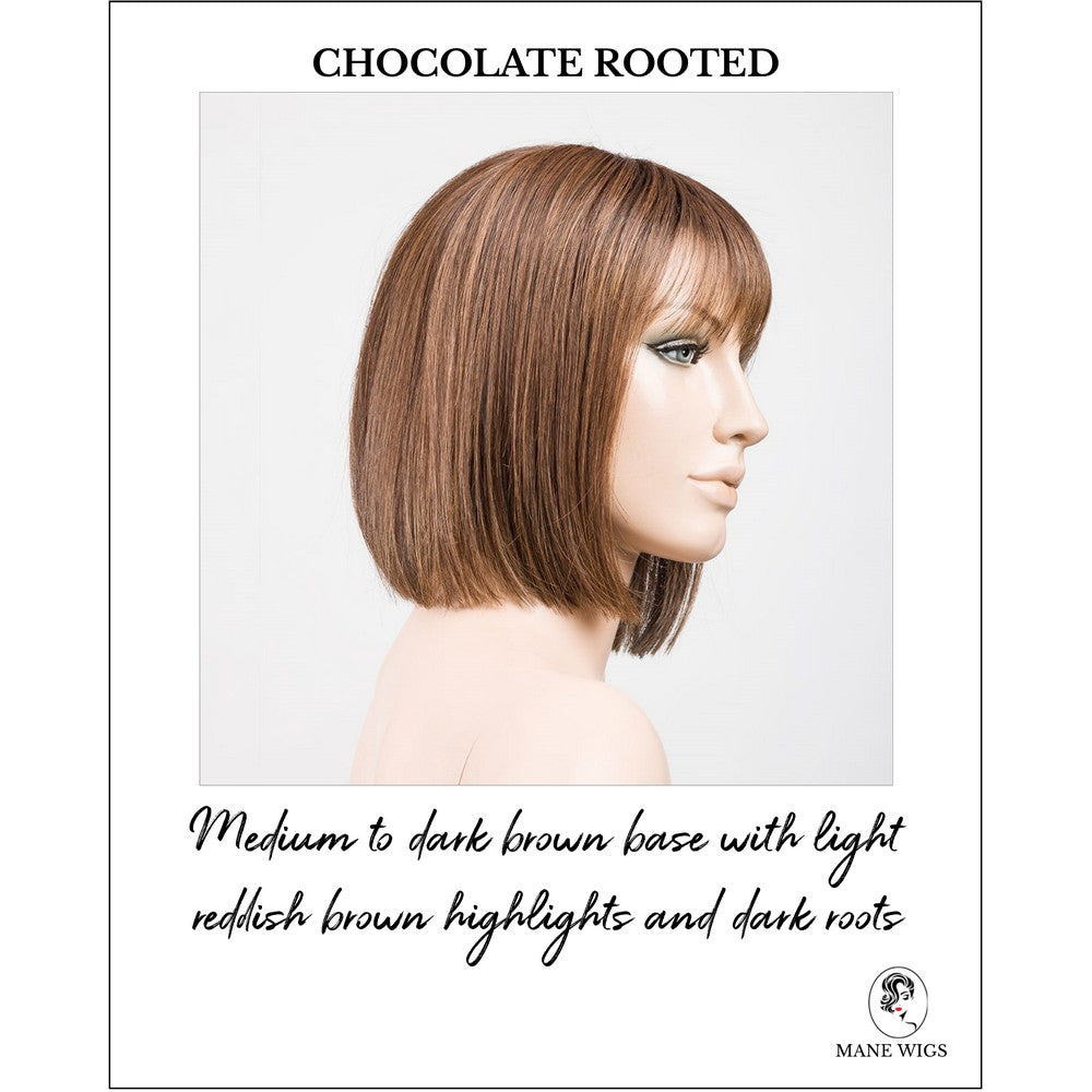 Cleo wig by Ellen Wille in Chocolate Rooted-Medium to dark brown base with light reddish brown highlights and dark roots