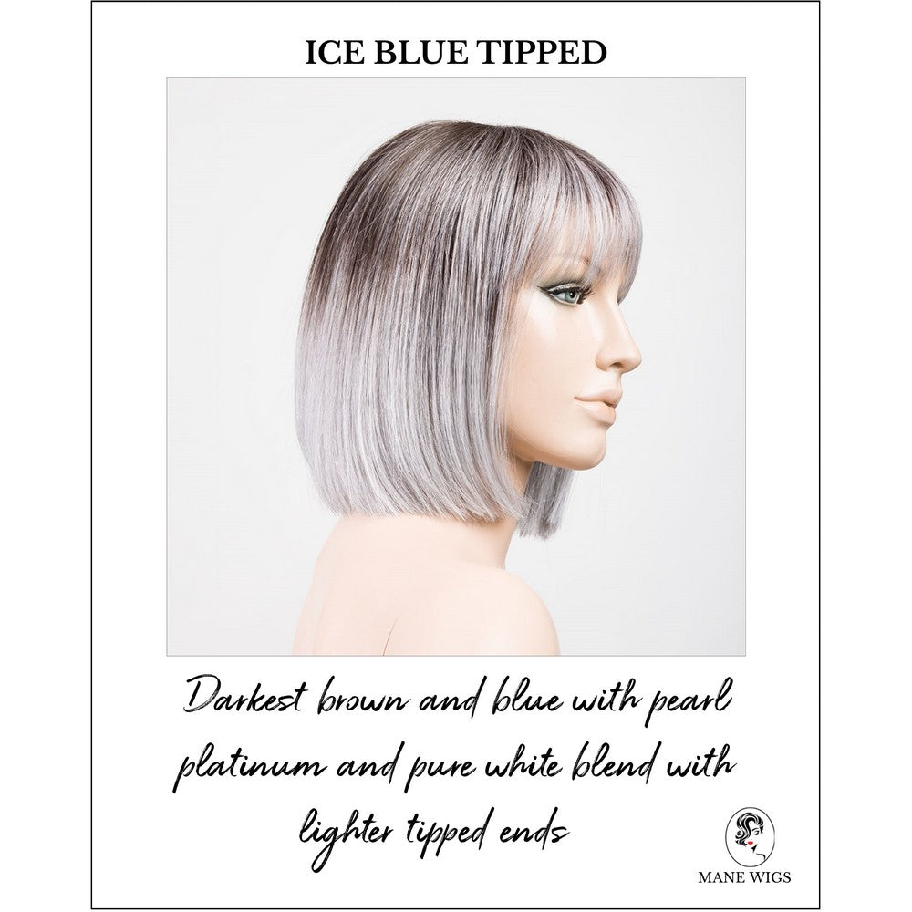 Cleo wig by Ellen Wille in Ice Blue Tipped-Darkest brown and blue with pearl platinum and pure white blend with lighter tipped ends