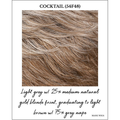 Cocktail (54F48)-Light grey w/ 25% medium natural gold blonde front, graduating to light brown w/ 75% grey nape