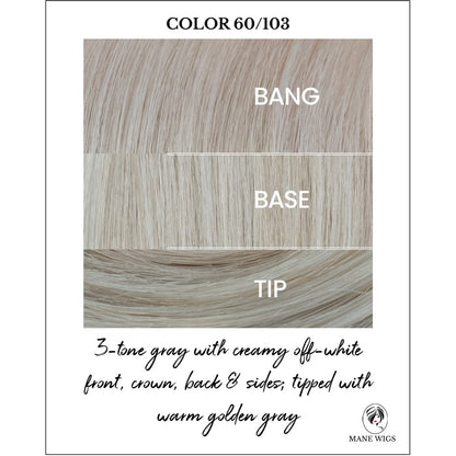 Platinum Champagne Frost (60/103)-3-tone gray with creamy off-white front, crown, back & sides; tipped with warm golden gray