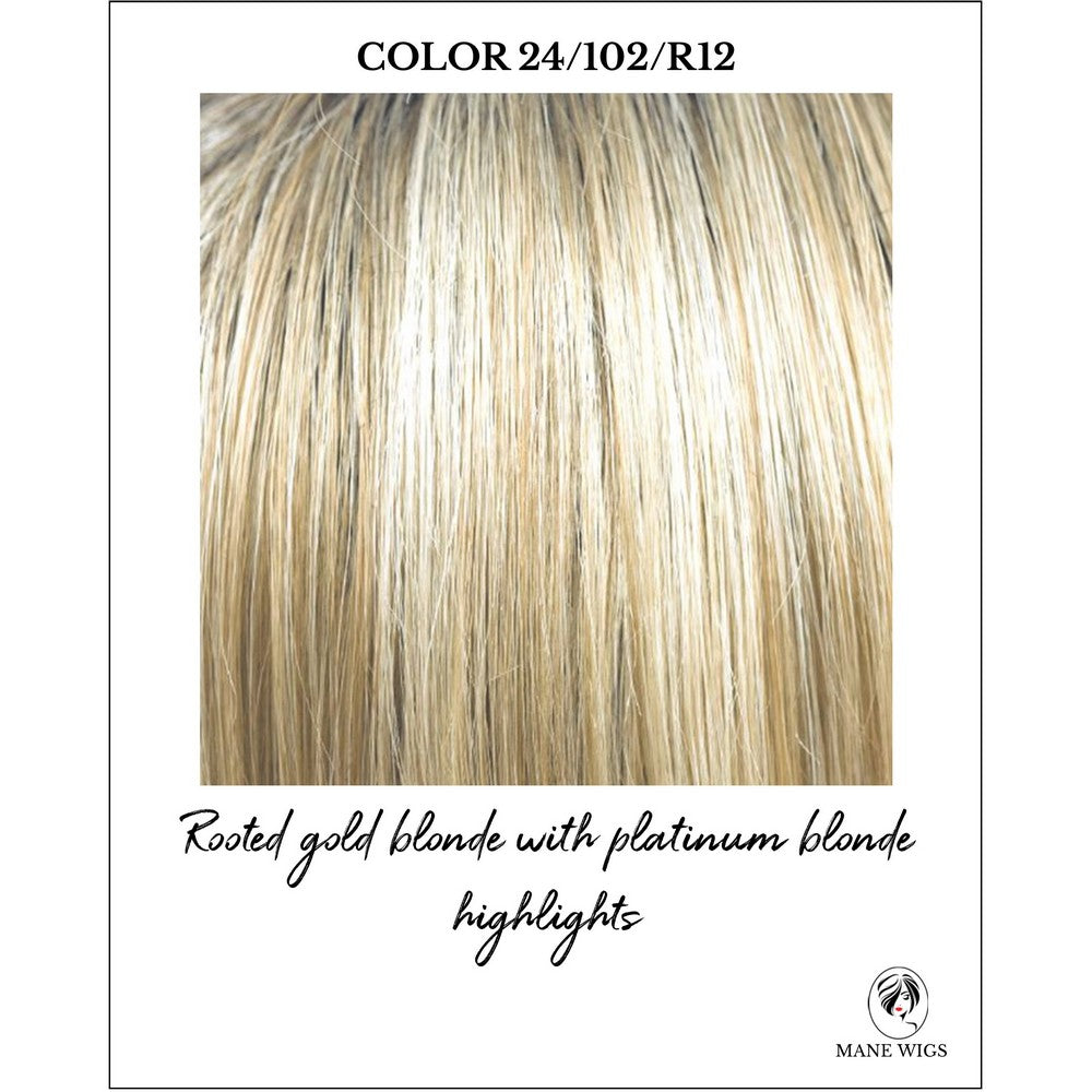 Amber Radiance (24/102/R12)-Rooted gold blonde with platinum blonde highlights