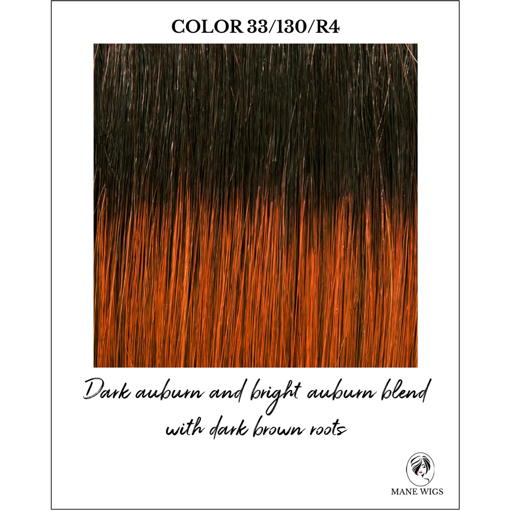 33/130/R4-Dark auburn and bright auburn blend with dark brown roots