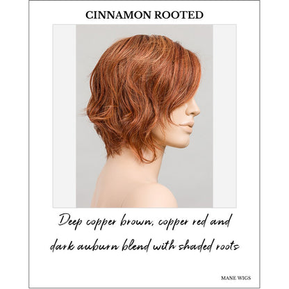 Cookie by Ellen Wille wig in Cinnamon Rooted-Deep copper brown, copper red and dark auburn blend with shaded roots