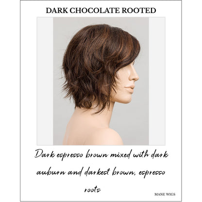 Cookie by Ellen Wille wig in Dark Chocolate Rooted-Dark espresso brown mixed with dark auburn and darkest brown, espresso roots