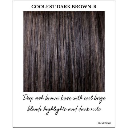 Coolest Dark Brown-R-Deep ash brown base with cool beige blonde highlights and dark roots